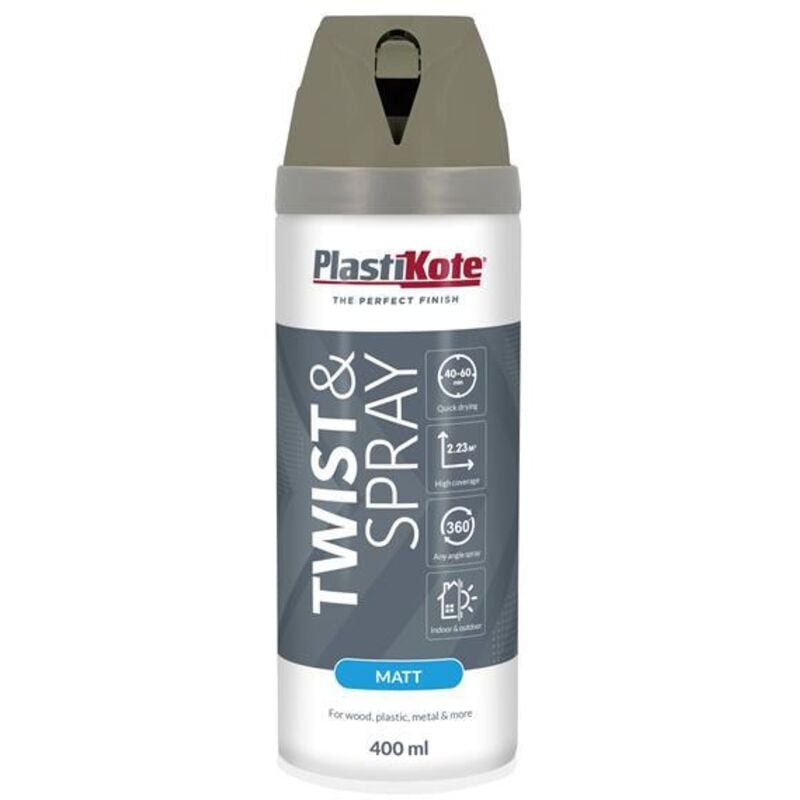 Plastikote - 440.0023122.076 Twist & Spray Matt 400ml Quartz Grey PKT23122