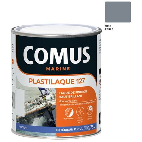 PLASTILAQUE 127 GRIS PERLE  0.75 L - Laque marine de finition Brillante haut de gamme - COMUS MARINE