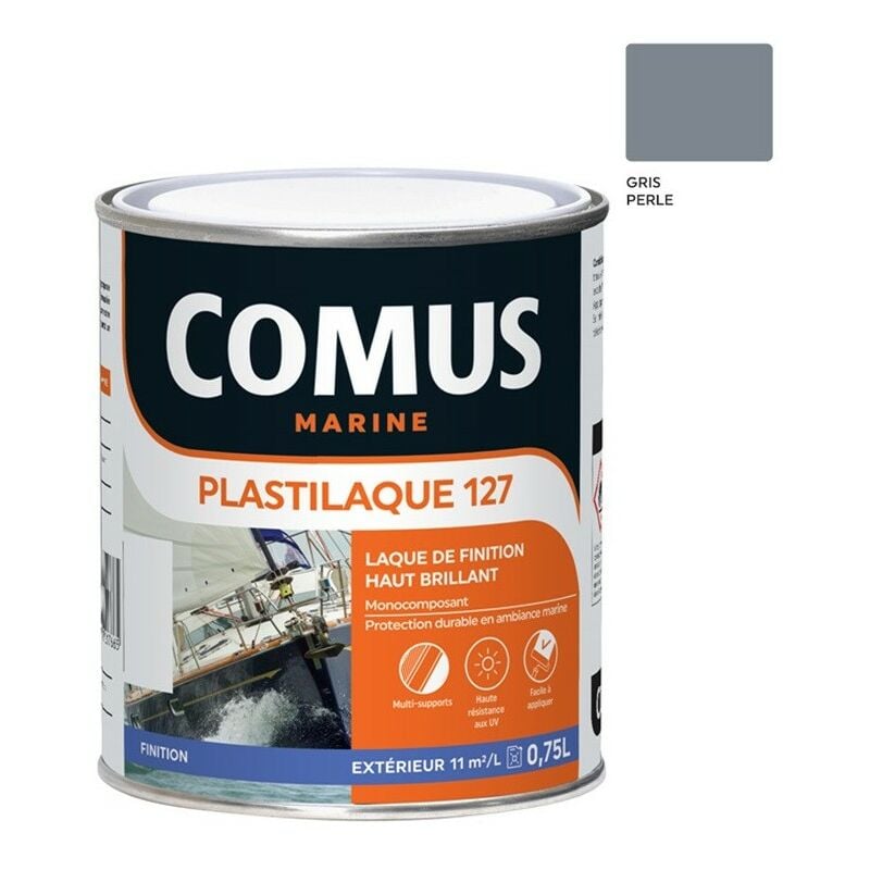 Plastilaque 127 gris perle 0.75 l - Laque marine de finition Brillante haut de gamme Comus marine