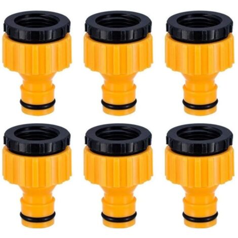 Plastique 3/4 '' and 1/2 '' BSP 2in1 Nez de Robinet d'arrosage à Visser débit Tap Connector Threaded Faucet Adapter 6 Pack