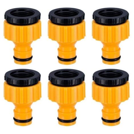 Plastique 3/4 '' and 1/2 '' BSP 2in1 Nez de Robinet d'arrosage à Visser débit Tap Connector Threaded Faucet Adapter 6 Pack