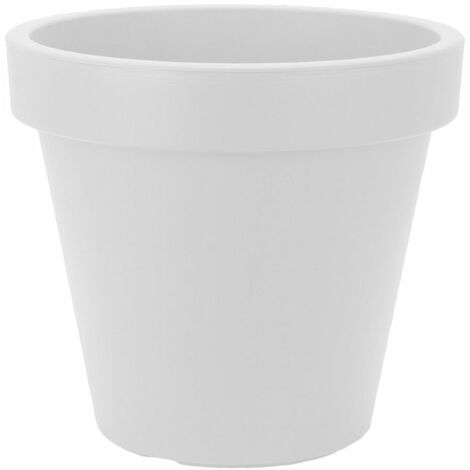 Plastique bac à fleurs M moyen - 38 cm/blanc - bac à fleurs rond pour l'extérieur et l'intérieur