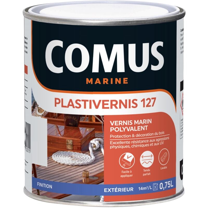 Comus - plastivernis 127 brillant 0,75 l - Vernis marin monocomposant alkyde-uréthane marine