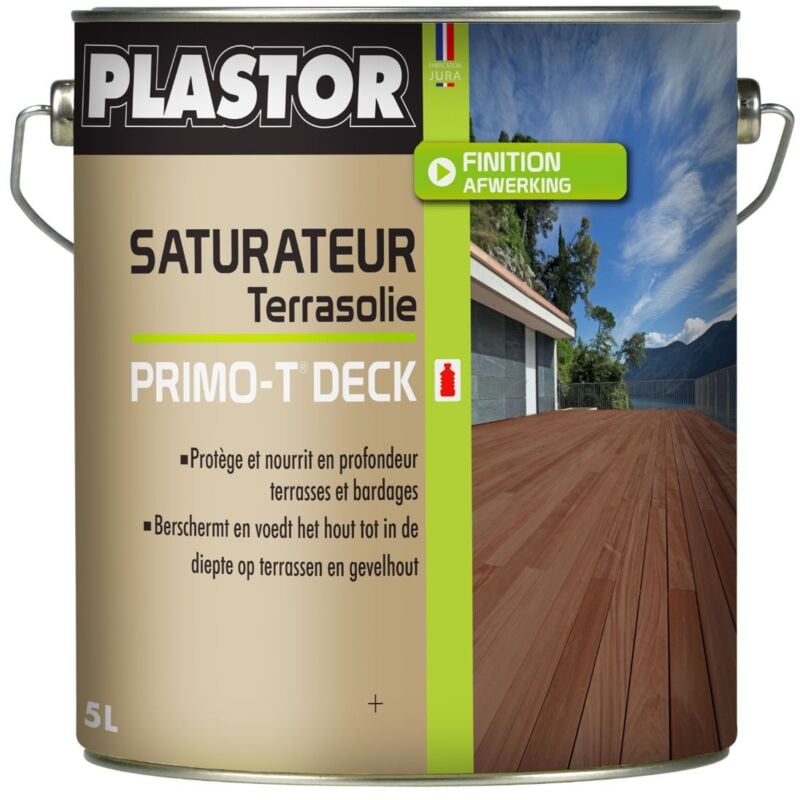Saturateur Primo-T Deck à Base d'Huile Naturelle Couleur: Incolore - Conditionnement: 5L - Plastor