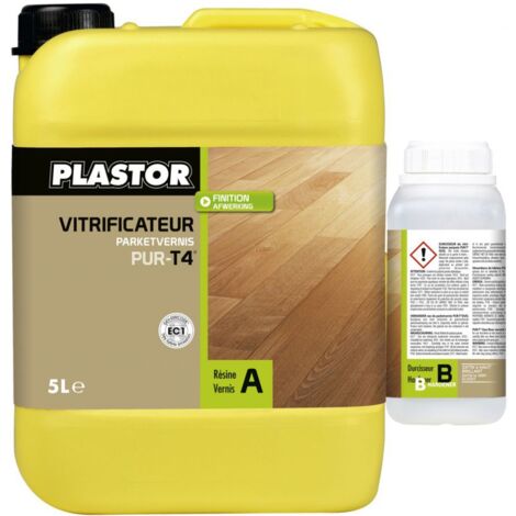 Plastor – Vitrificateur bi-composant extra-mat 5L – Aspect brut pour parquets intérieurs – Résistance exceptionnelle et sans odeur