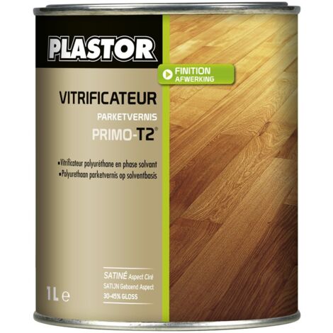 Plastor – Vitrificateur polyuréthane satinée aspect ciré pour parquets intérieurs – Résistance aux rayures – Conditionnement 1L – Rendement 12m² par couche