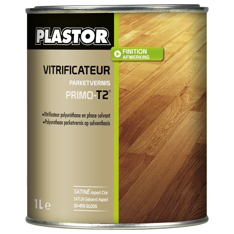 Vitrificateur polyuréthane Primo -T2- Satiné Aspect Ciré Finition: Satiné - Conditionnement: 1L - Plastor