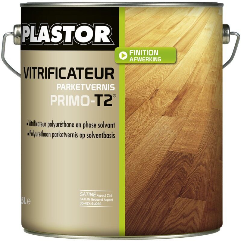 Vitrificateur polyuréthane Primo -T2- Satiné Aspect Ciré Finition: Satiné - Conditionnement: 5L - Plastor
