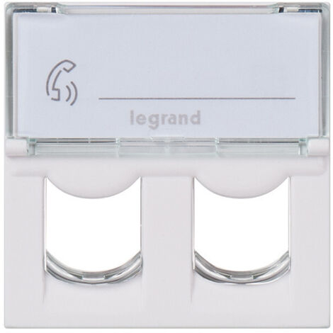 Plastron Mosaic 2 modules avec porte-repère transparent pour 2 connecteurs format Keystone blanc LEGRAND 078610