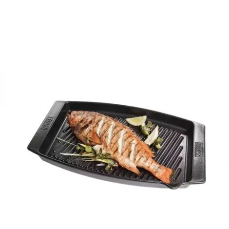 Plat à fond cannelé en céramique pour poisson