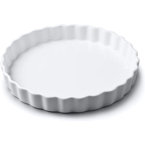 Plat à four en céramique allant au micro-ondes, 25 cm d'épaisseur, blanc