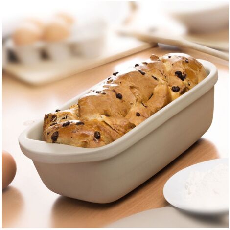 Plat à four en grès pour pain et terrine – Résistant jusqu'à 220°C – Idéal pour cuisson au four – Couleur beige – Astuceo