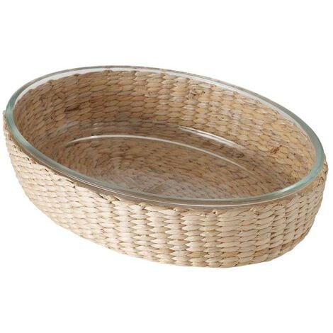 BOLTZE GRUPPE Plat à gratin en verre OVALE + panier en osier