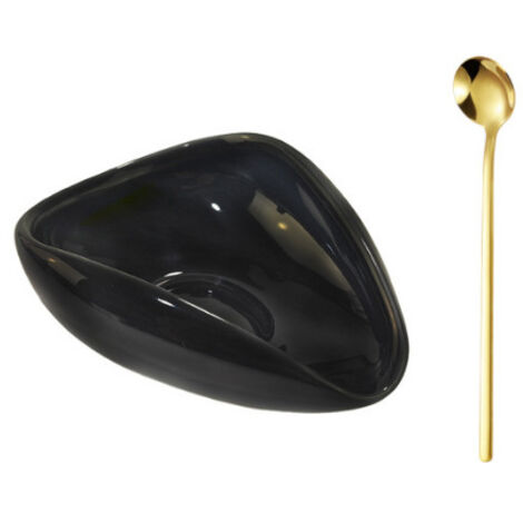 Plat à haricots noirs + cuillère à mélanger doréePlateau doseur pour grains de café, balance, coupelle à grains, tasse doseuse en céramique pour café moulu, coupelle pour grains verts, plateau de prés