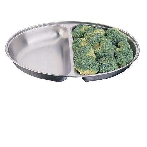 Plat à légumes ovale inox 2 compartiments 210 x 300 mm - Olympia