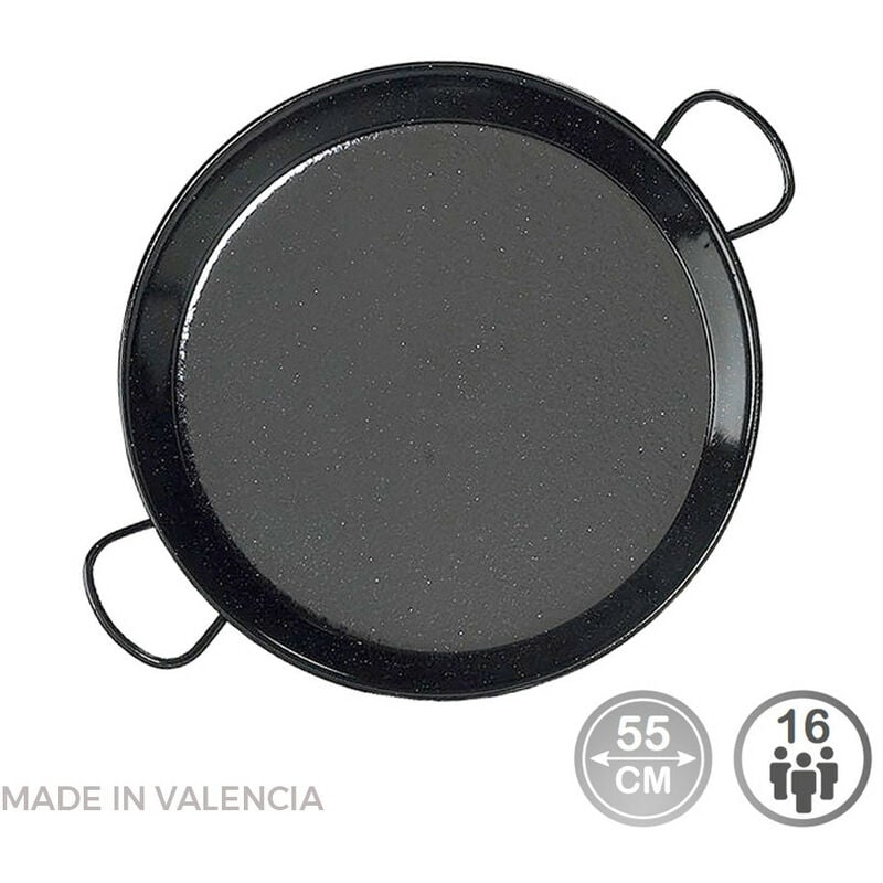 Vaello - Poêle à paella traditionnelle en acier émaillé ø55cm (16 personnes).