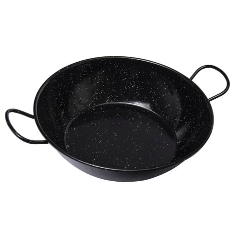 Plat à paella haut en acier émaillé 36 cm – 2 poignées pour fritures – Nettoyage facile – Pour 5 personnes – Vaello