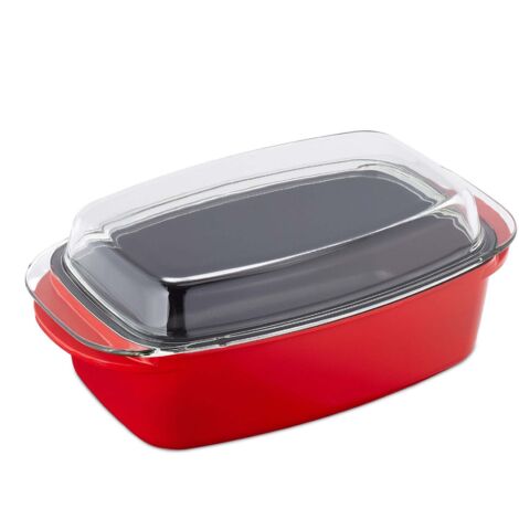 Plat a rotir avec couvercle rouge