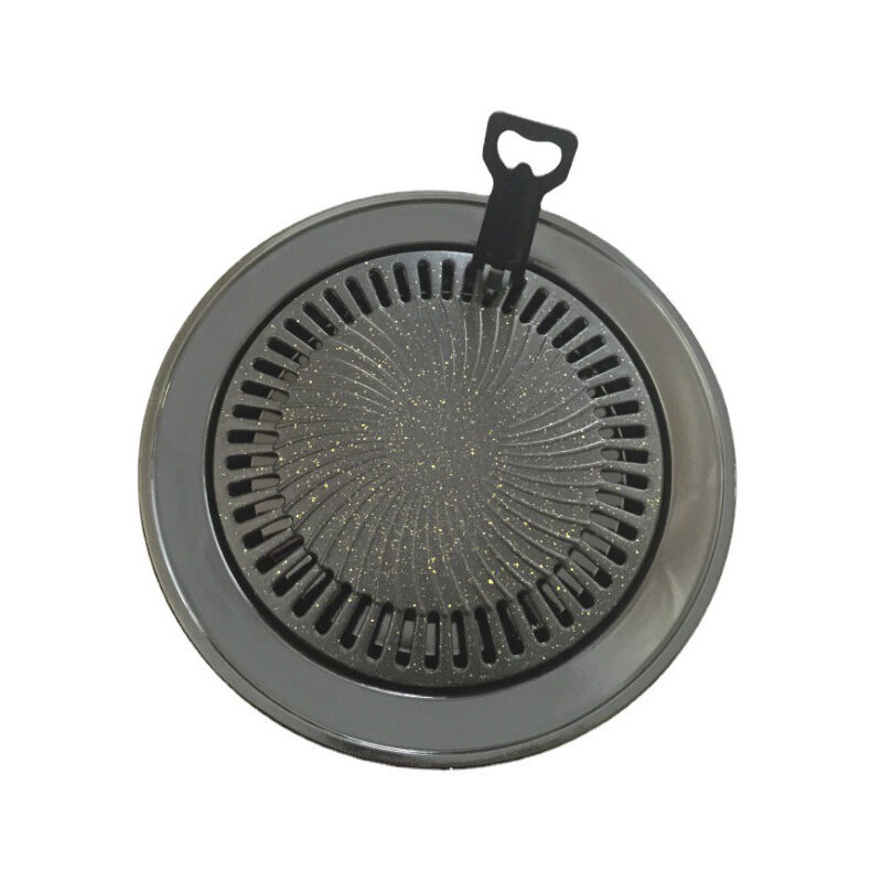 Plat de barbecue rond portable pour le camping en plein air, anti - adhésif à la maison, 30 4 30cm