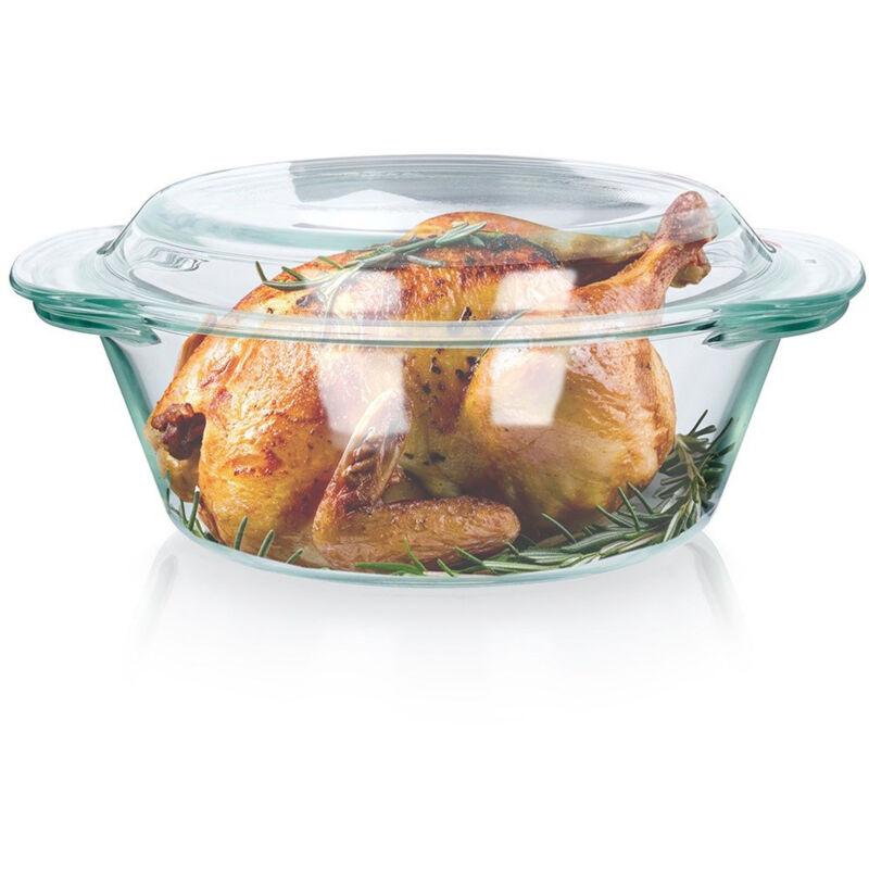 Plat de cuisson en verre allant au four pour la cuisson, rôtissoire, 1,83 L