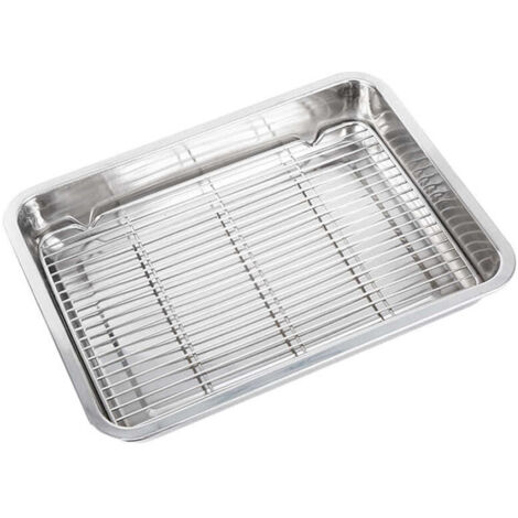 Plat de cuisson Plat de cuisson rectangulaire en acier inoxydable avec support Plat de cuisson domestique Passe au lave-vaisselle et durable