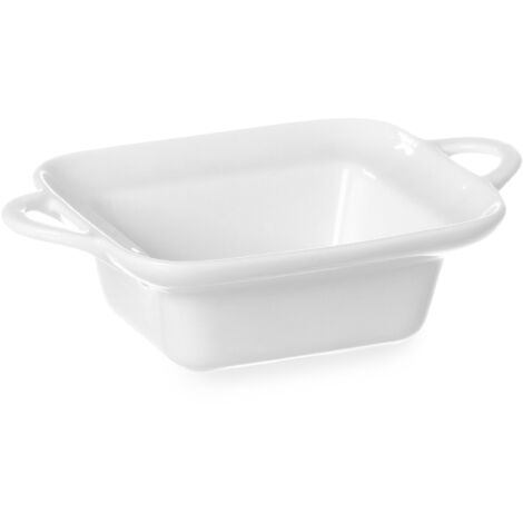 Plat de cuisson rectangulaire avec poignées 100x140x45mm en porcelaine blanche - Hendi 784105