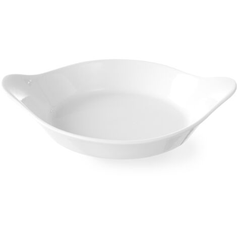 Plat de cuisson rond avec anses 185x152mm porcelaine crème - Hendi 785904