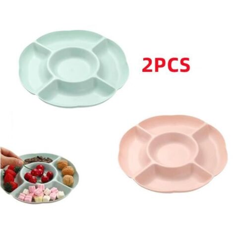 Plat de fruits - Non spécifié - Non spécifié - Couleur VERT et ROSE - Paille de blé - 24.5 CM