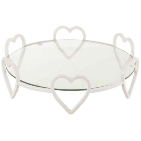Plat de Présentation en Verre "Cœur" 36cm Blanc
