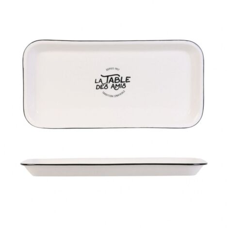 Plat de service - L 34 cm x l 16,5 cm - Blanc - Livraison gratuite