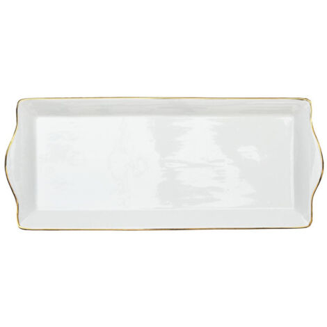 Plat de Service "Liseré" 34cm Blanc & Or