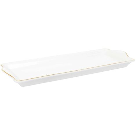 Plat De Service Porcelaine Lisere Dore 34x14cm2