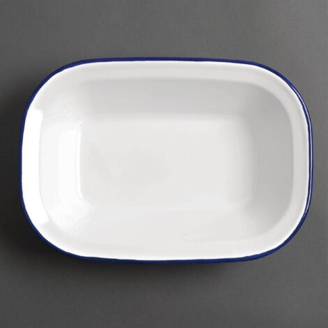 Plat de service rectangulaire acier émaillé 280x190x55 mm - Lot de 6 - Olympia