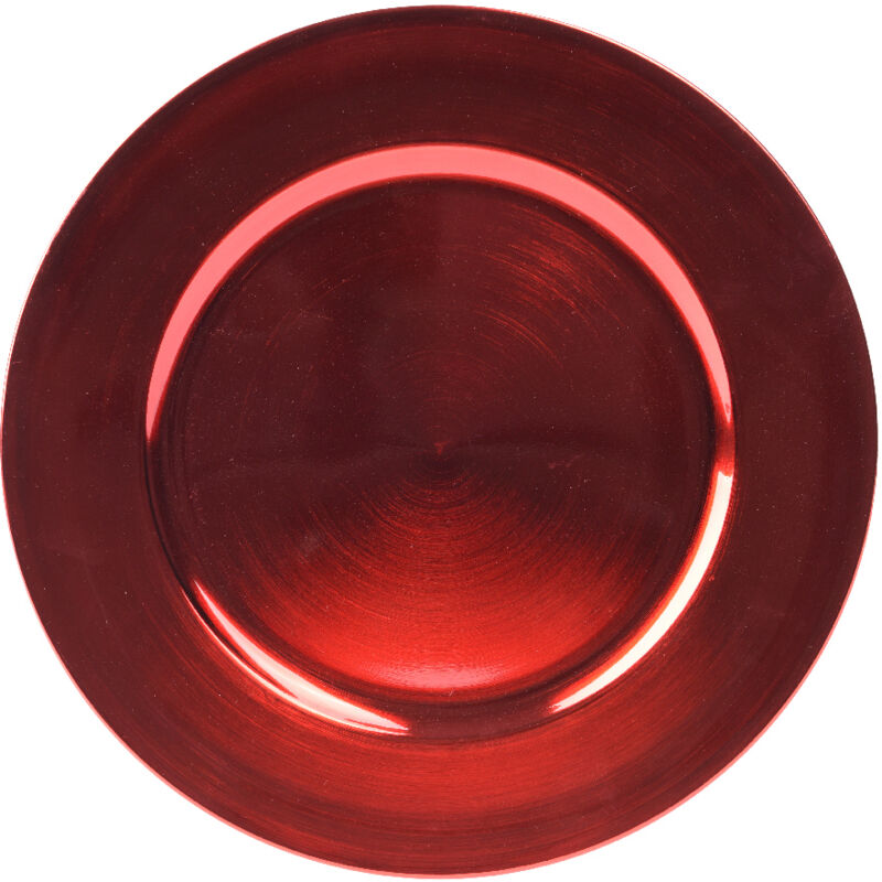 Plat décoratif rouge métallisé d. 33 cm