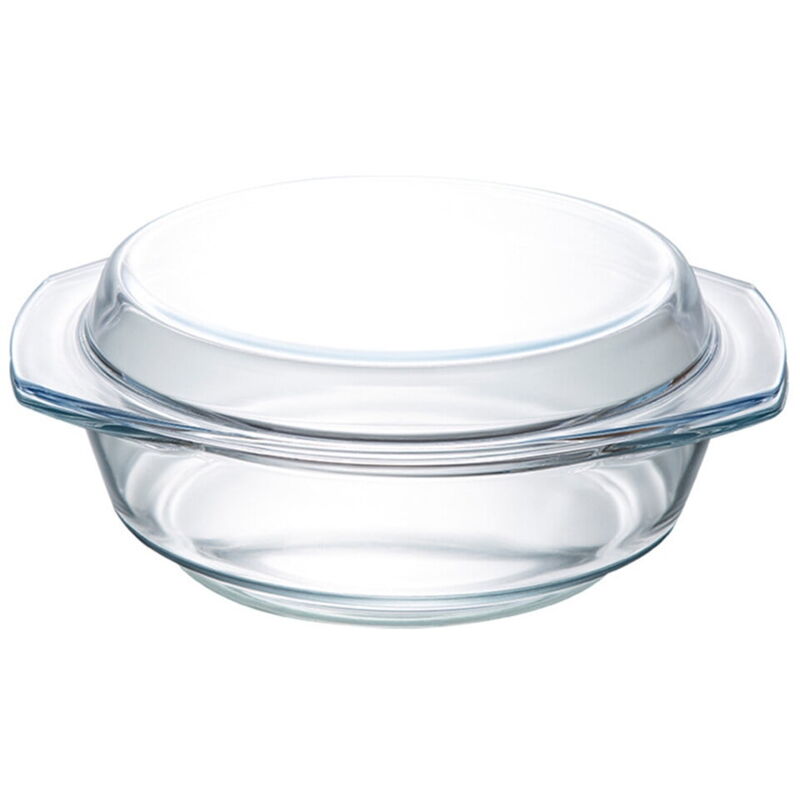 Feiyue - Plat en verre transparent avec couvercle - Sans plastique, passe au micro-ondes et au lave-vaisselle