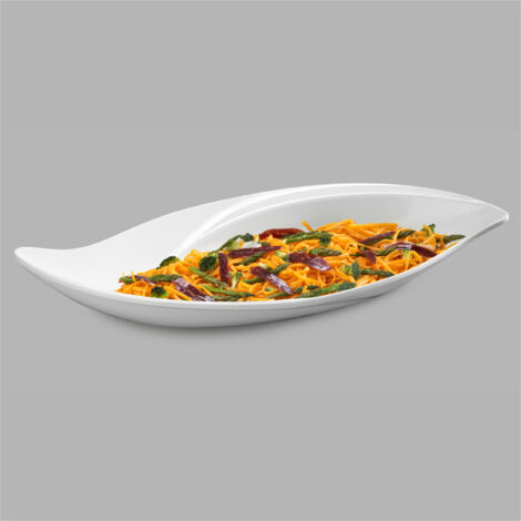 Plat Mélamine Blanc Feuille 50,5 x 24 cm - Pujadas