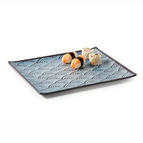 Plat Rectangulaire en Mélamine Motifs Bleus Océans - 530 x 325 mm - Pujadas