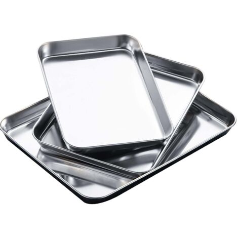 Plat rectangulaire familial en acier inoxydable épais, à fond plat et profond