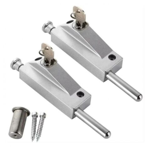 (Plata) 2 cerraduras de puerta de aleación de aluminio, cerradura de piso, cerradura de seguridad antirrobo, cerradura de puerta giratoria
