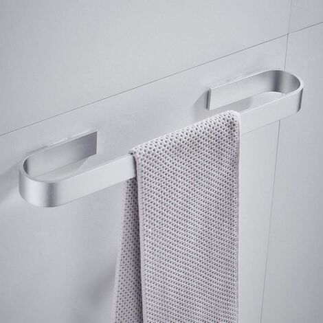 (Plata, 40 cm) Toallero de pared sin perforaciones, rieles inoxidables, toalleros de baño, perchero, toallero de cocina