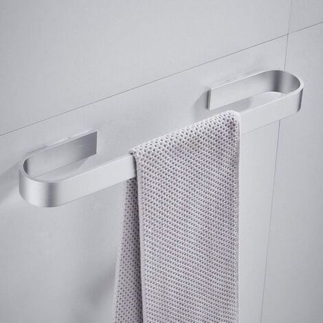 (Plata, 40 cm) Toallero de pared sin perforaciones, rieles inoxidables, toalleros de baño, perchero, toallero de cocina