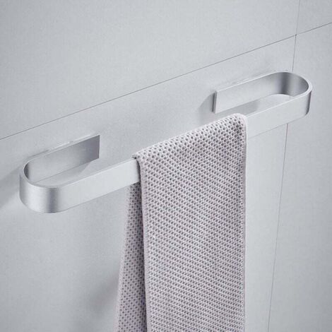 (Plata, 40 cm) Toallero de pared sin perforaciones, rieles inoxidables, toalleros de baño, perchero, toallero de cocina
