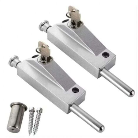 (Plata) Cerradura de puerta de 2 piezas de aleación de aluminio, cerradura de piso, cerradura antirrobo, cerradura de puerta giratoria