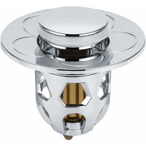 [Plata] Tapón de desagüe universal para fregadero, filtro de desagüe de acero inoxidable, convertidor de rebote, varilla de empuje, núcleo de desagüe para fregadero