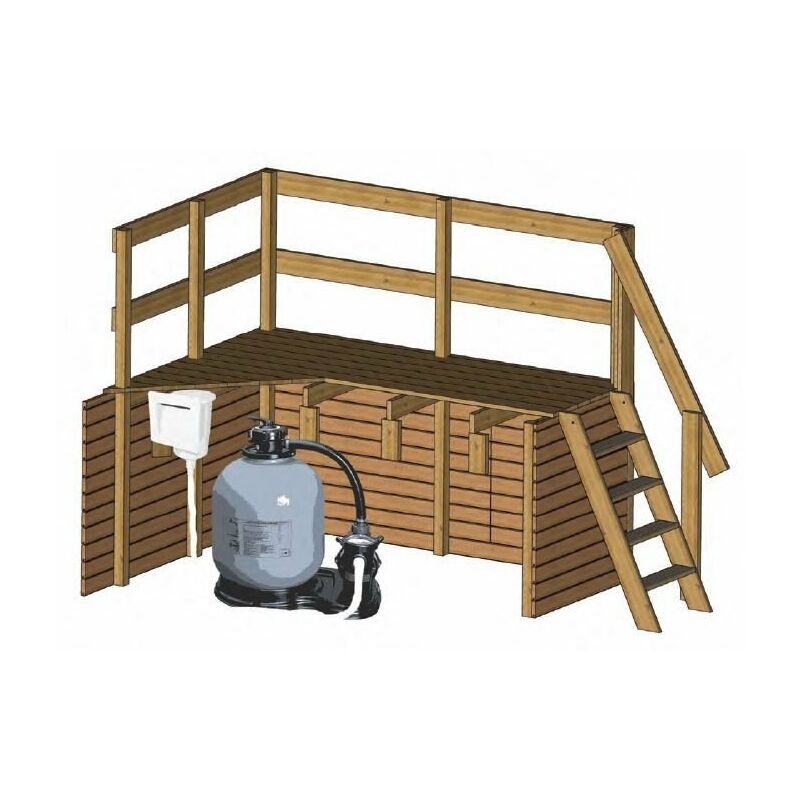 Gre - Kit De Madera Para Piscina Safran 2 Plataforma Y Escalera
