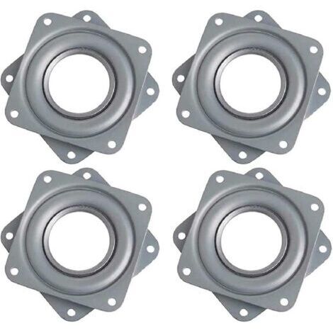 Plataforma cuadrada giratoria, 10 cm, giro de 360 grados, rodamientos de bolas, metal galvanizado, plataforma giratoria silenciosa, flexibilidad óptima para soportes de presentación, monitores de comp