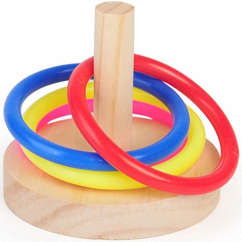 

Plataforma de pájaro de madera Anillos apilables Juguetes Loro Inteligencia Juguetes de entrenamiento para mascotas Pájaros Rompecabezas de juguete