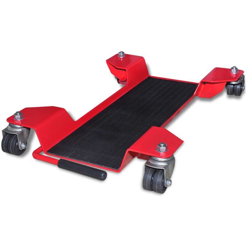 

Plataforma rodante dolly para motocicletas roja