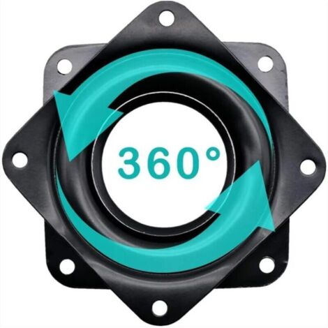 Plate-forme de rotation de plateau tournant monobloc de 4 pouces carré de rotation à 360 degrés avec roulements à billes en acier pour armoire de cuisine comptoir garde-manger (noir)