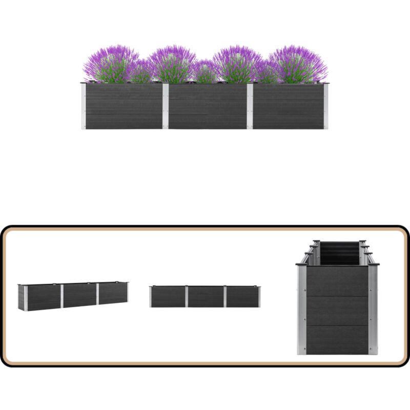 Plate-forme surélevée de jardin 300x50x54 cm wpc Gris - Lit Surélevé Jardin - Jardinière Surélevée - Bac Plante Exterieur - Pot Fleuri - Décoration